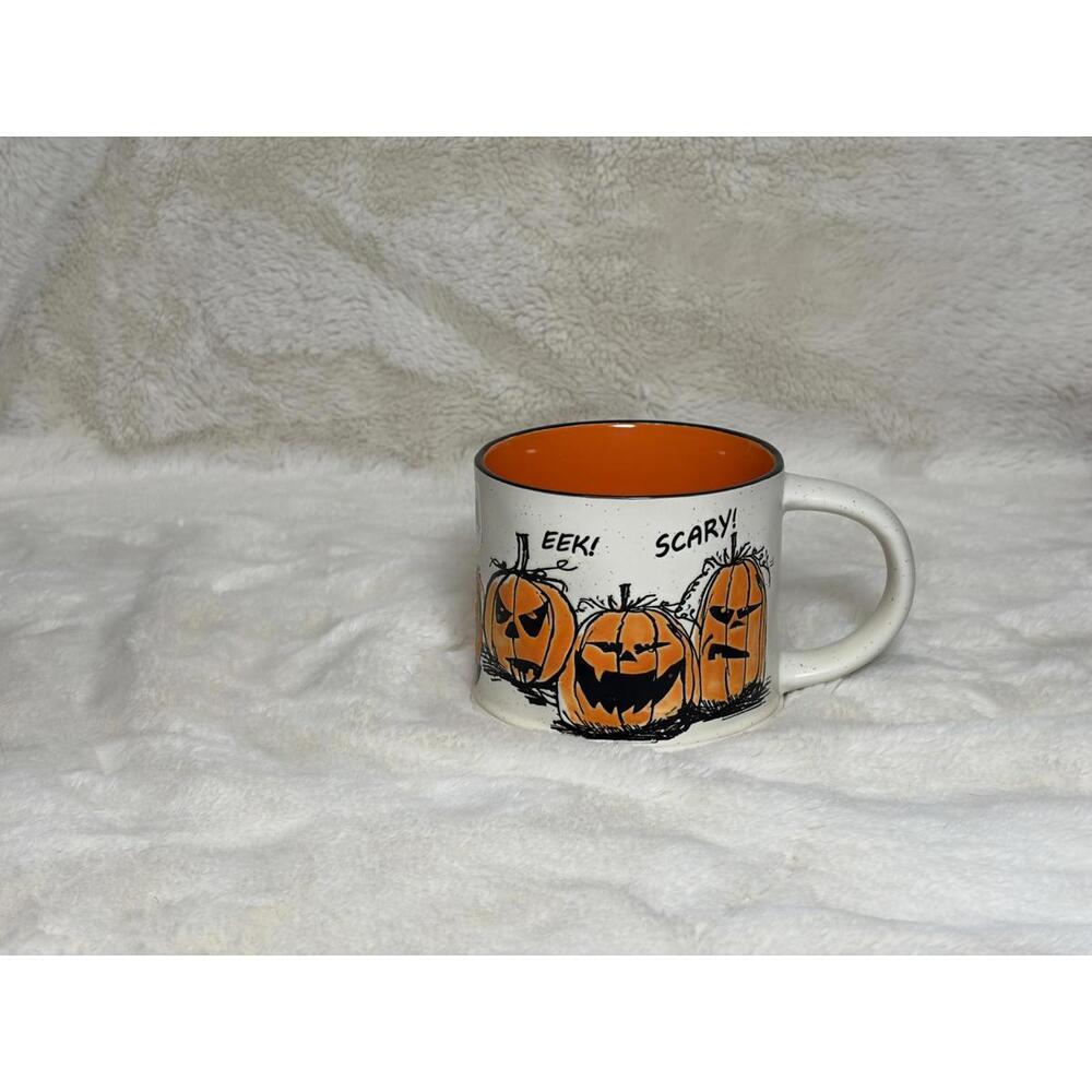 Eli & Anna Halloween Pumpkin Mug – 17oz “Eek! Scary!” Jack-O’-Lantern Coffee Cup